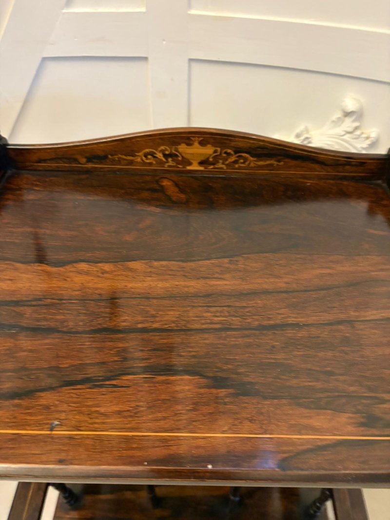 Antique Victorian Quality Rosewood Inlaid Canterbury - Image 10